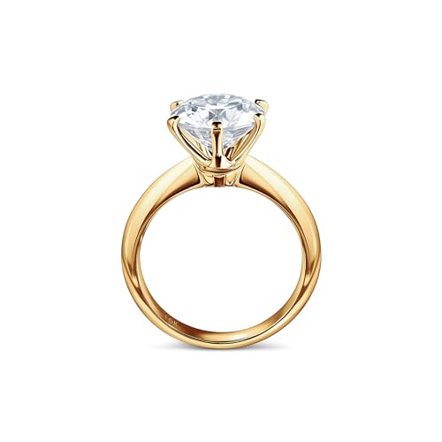 ISAAC WOLF Certified Solid 14K Gold 1 Carat Genuine D VVS1 Moissanite Round Cut Solitaire Rings For Women2