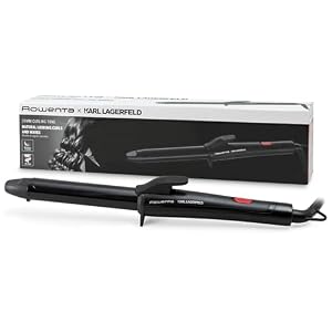 Rowenta x Karl Lagerfeld CF321L Lockenstab | 25 mm | Keratin & Schein-Beschichtung | natürlich wirkende Wellen und Locken | konstante 200°C | schnelles Aufheizen | kühle Spitze | Schwarz/Rot
