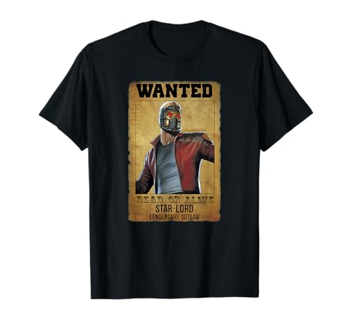 T-shirt Star-Lord Marvel pour homme gris taille S imprimé Wanted