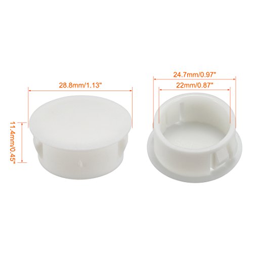 Image of uxcell Hold Plugs,20pcs 24.7mm x 11.4mm White Nylon Round Snap Locking Panel Hole Cover