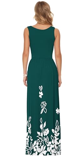 Image of AUSELILY Women's Summer Sleeveless Loose Plain Casual Long Maxi Dresses | Year Round wear solid floral print, Casual daily wear, Empire waist, Floor length, Side pockets New
