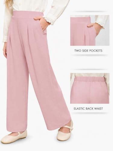 Image of Haloumoning Girls Uniform Pants Kids Wide Leg Dress Pants 5-14 Years