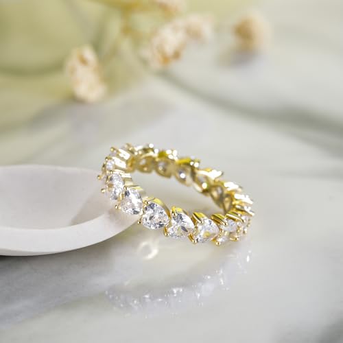 SHINYSO Wedding Band for Women Infinity Heart-Shaped Cubic Zirconia Ring Engagement Stacking Promise Rings for Her Gold/Silver Size 4-103