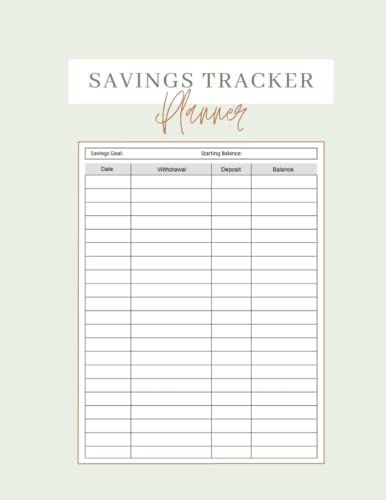 Savings Tracker Planner: A Logbook To Keep Track Of Your Savings Progress - Simple Savings Record Book