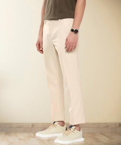 Image of MALENO Slim Fit Ankle Length Cotton Lycra Blend Formal Trouser for Men | Stretchable Ankle Length Formal Pant for Men