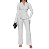TOPSRANI Womens Bodycon Lounge Sets 2 Piece Outfits Casual Sweatsuits Tracksuit V-Neck Long Sleeve Cute Pants Sets