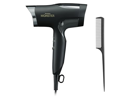 コイズミ ヘアドライヤー BLDC ダブルファンドライヤー プレミアム モンスター 速乾 温冷自動切替 デジタルディスプレイ スカルプ機能 マイナスイオン コーム付き ブラック KHD-W996/BK