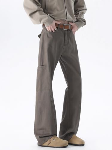 Men's Jeans Spring Summer American Retro Brown Denim Loose Straight Long Pants for Men3