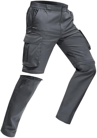 Convertible Mens Hiking Pants - Zip Off Lightweight Quick Dry Cargo Pants for Men 8 Pockets for Camping Travel Fishing