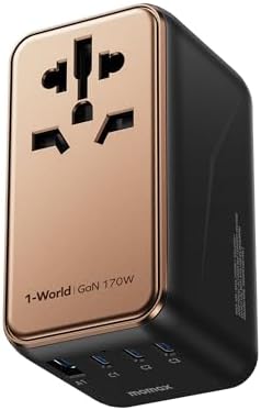 MOMAX Universal Travel Adapter Worldwide 170W GaN, 3 USB-C PD & 1...
