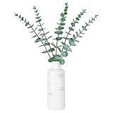 Dahey Ceramic Vase with Artificial Eucalyptus Stems Plant Modern Farmhouse Home Decor Fake Flowers with Vase Greenery Table Centerpieces for Entryway Bookshelf Living Room Bathroom Decor