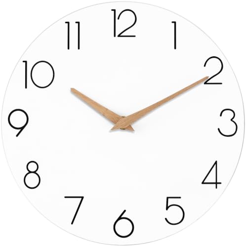 cicininc Wall Clock, White Silent Non-Ticking, Decorative Battery Operated Wall Clocks for Bedroom, Kitchen, Home, Office, School, Hotel (8 Inch)