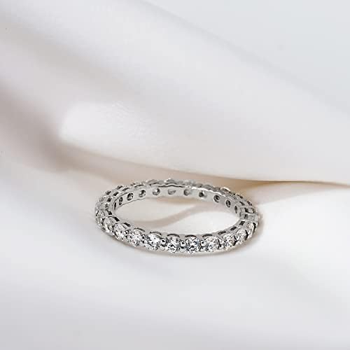 Amazon Collection Platinum-Plated Sterling Silver All-Around Band Ring set with Round Infinite Elements Cubic Zirconia (1 cttw), Size 6