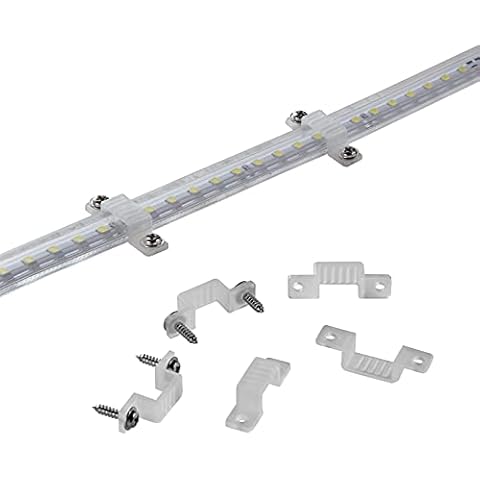 MMSD 100 Pack led Rope Light mounting Brackets Outdoor Rope Light Fixing Clips Suit for 12-13mm Width Rigid Rope Light Holder with 202PCS Screws Cover