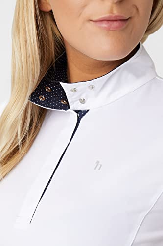 Horze 33221-WH/VDB-40 Blaire Women'S Short Sleeved Nanotex Equestrian Riding Competition Show Shirt thumb #2