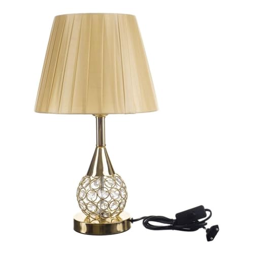 Abajur Luminaria Decorativo Quarto Sala Criado Mudo Cristal Com Led 42cm (DOURADO)