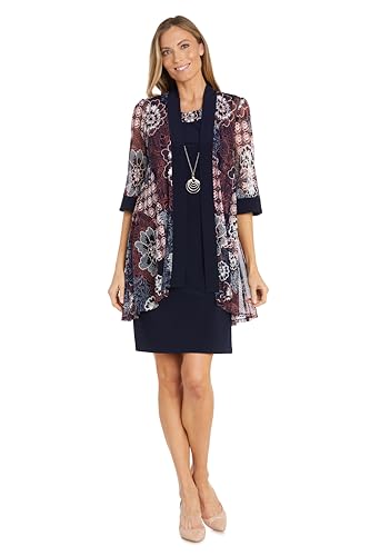 R&M Richards Daytime Knee Length Floral Printed Jacket Dress
