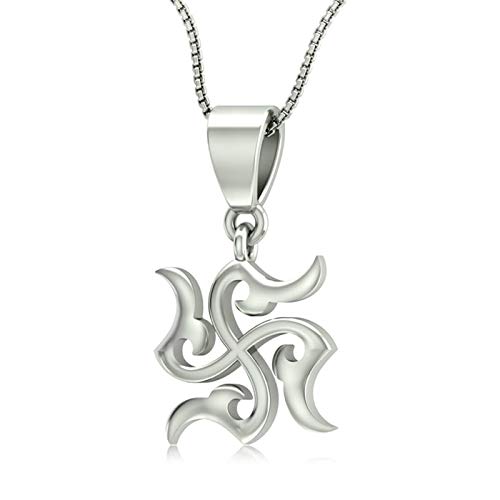 Buy Curved Swastik Pendant 14k White 