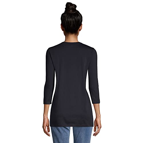 Lands' End Womens 3Q Cotton Supima Crew Neck Tunic Black Petite Large #TOP1