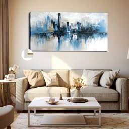 Grande toile murale paysage urbain peinture abstraite haut de gamme