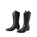 DREAM PAIRS Women's Square Toe Cowboy Cowgirl Boots Embroidered Mid Calf Western Boots Fashion Dress Low Chunky Heel Boots for Theme Party Country Concert,Size 8.5W,Black-Pu,DWUMMB2502