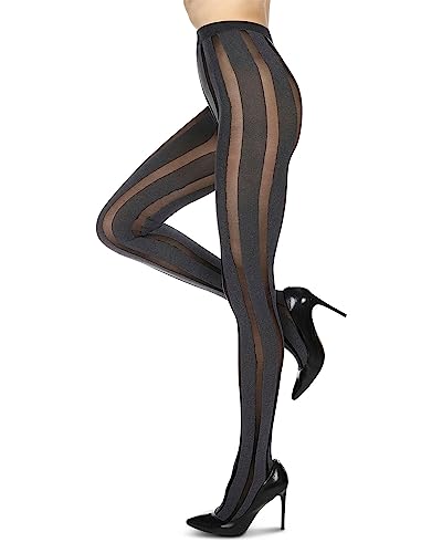 Image of MeMoi Women's Linear Heather Opaque Nylon Tights