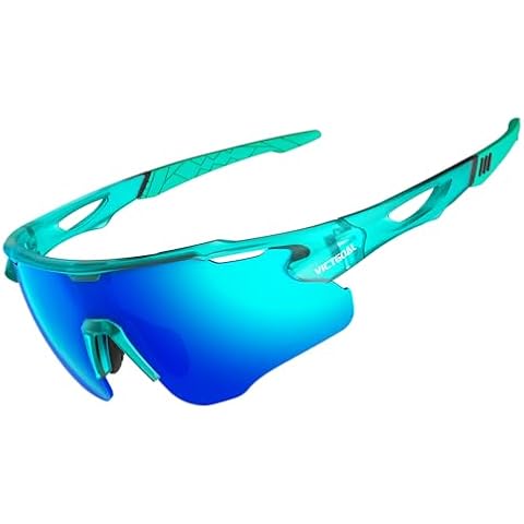 VICTGOAL Cycling Glasses for Men Women with Polarized Lenses UV Protection Cycling Sunglasses TR90 Frame for MTB Bike Glasses (Blue) Cover