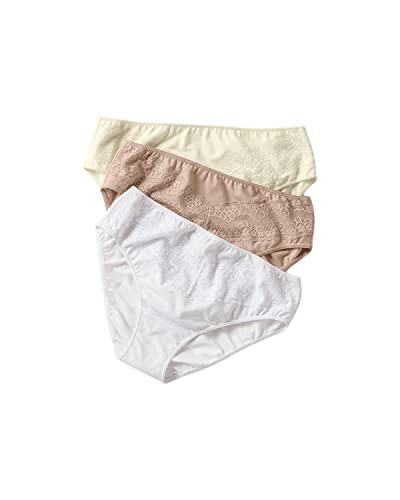 Leonisa 3-Pack cotton brief underwear for women - Panties with lace details