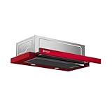 Wiggo Dunstabzugshaube 60cm WE-632R rot I Flachschirmhaube für Abluft oder Umluft Dunstabzug 300m³/h mit LED-Beleuchtung I Einbau-Dunstabzugshaube inkl. Fettfilter und 2× Kohlefilter