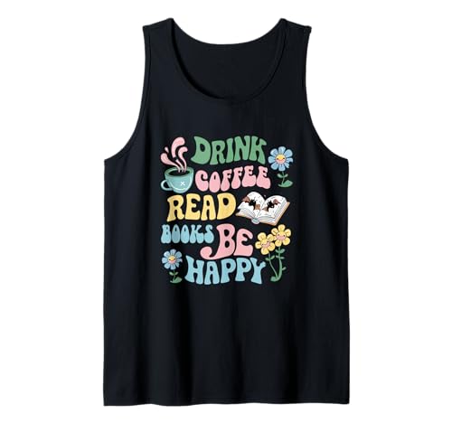 Beber Café Leer Libros Café Adicto a la cafeína Lectura Amante Camiseta sin Mangas