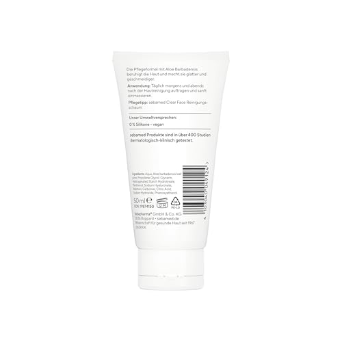 Sebamed Clear Face Unreine Haut Pflege Gel für unreine und fettende Haut, mit Aloe vera, feuchtigkeitsspendende reizlindernde Pflege, beruhigt und pflegt die Haut,macht sie glatter und geschmeidiger
