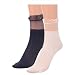 Fairvir Chaussettes translucides Blanc soyeux Chaussette à la cheville Feuille de lotus Chaussettes d'été en dentelle pour les femmes et les filles(2PCS)