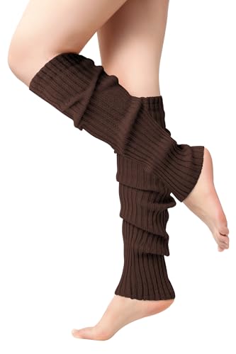 Clothirily Winter Leg Warmers - Fashion Knit Neon Leg Warmers for Women 80s Sports Party Yoga Accessories Coffee