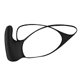 ChaoGii Sexy Mens Thong Low Rise Oil Shiny Mens G String T-Back Underwear Thongs Bulge Pouch Mens Lingerie Black