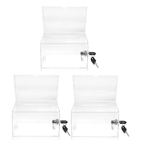 KMOCEPLY Scatola per suggerimenti in plastica trasparente con serratura in acrilico per consigli di voto, scatola trasparente per urne, scatola per donazioni in acrilico, scatola per biglietti da