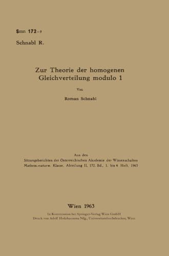 Zur Theorie der homogenen Gleichverteilung modulo 1
