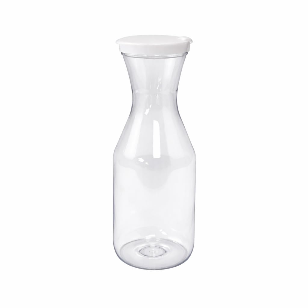 CAC Poly Plastic Beverage Decanter with Cover by CAC China – 32 Ounces, 1 quarts, Polycarbonate (PC), Clear, Pack of 99