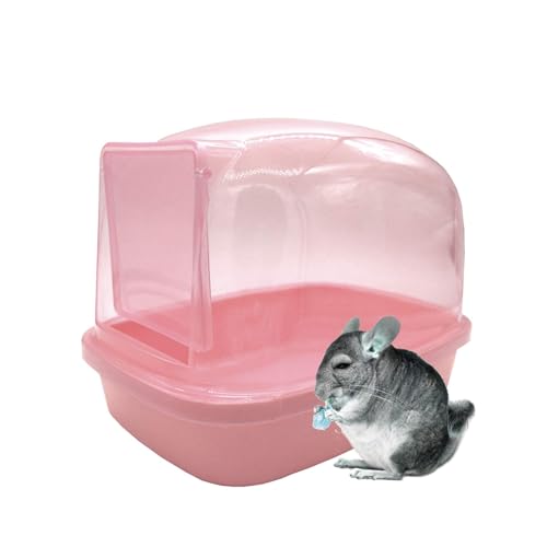 kathson Hamster Sand Bath Container Dwarf Hamster Dry Bathroom Chinchilla Sauna Toilet Plastic Sand Bathtub Sand Box Ideal for Guinea Pig Gerbil Hedgehog Squirrel and Other Small Animals (Pink)