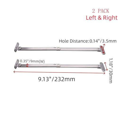 Mcredy Lid Support Hinge 1 Pair Rotatable Folding Cabinet Folding Hinges Silver Steel Wooden Toy Box Hinge Support, 9.0" x 0.4"