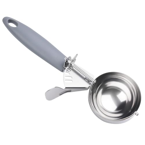 4 OZ Scoop, Large Ice Cream Scoop With Trigger, Disher, Size #8 (1/4 Cup) Cookie Scoop, Muffin Scoops, Gray Handle, For Cookie Dough, Cupcake Batter, Muffin, Ice Cream