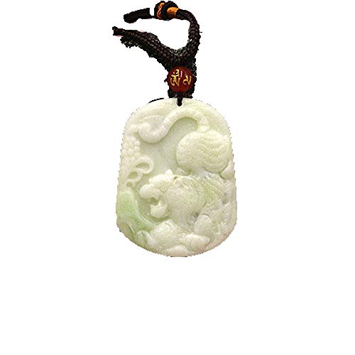 Collier tigre blanc chinois en pierre de jade véritable pendentif natural