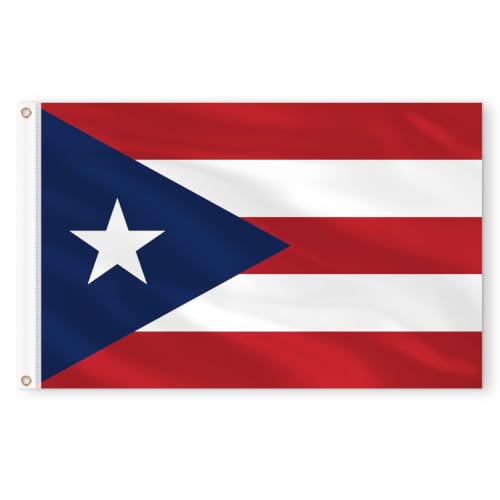 Image of AhfuLife Puerto Rico Flag 3x5 Ft, Large Puerto Rican Flags for Outside - Double Side with Brass Eyelets for Puerto Rican Party Decorations, Soccer Party Bar Garden Decoration Indoor Outdoor
