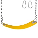 Swing Set Stuff Inc. Commercial Rubber Belt Seat with Chains and Hooks SSS Logo Sticker (Yellow)