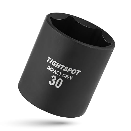 TIGHTSPOT 1/2 Inch Drive - 30mm Shallow Impact Socket with Anti-Rounding 6 Point Design Heat-Treated CRV Steel Metric