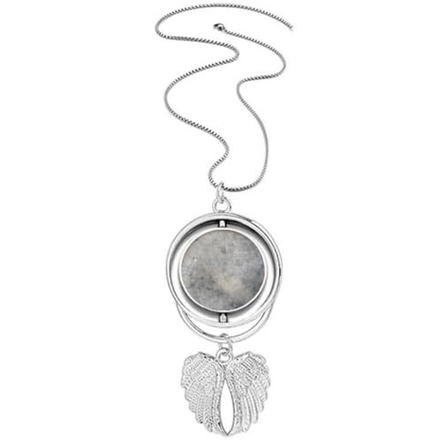 Collier ailes d'ange marbre noir et blanc pour look élégant