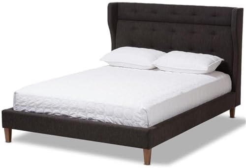Baxton Studio Casper Tufted King Platform Bed in Charcoal Gray