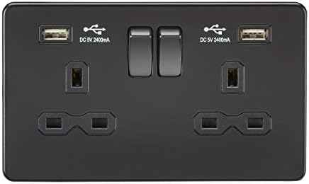 Knightsbridge SF8900MB Screwless Dual Voltage Shaver Socket in Matt Black, 5.0 mm*148.5 mm*47.5 mm