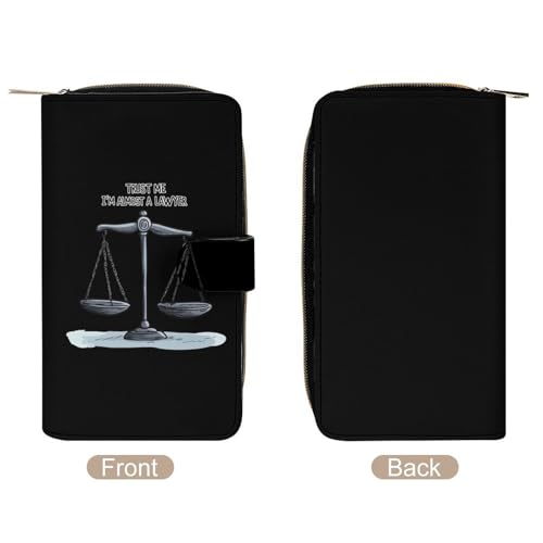 Trust Me I'm Almost A Lawyer Women's Long Wallets Leather Card Holder Purse Zippered Buckle Clutch Handbag3