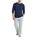 Vulcanodon Schlafanzug Herren Pyjama lang Set Schlafanzüge für Herren Leichter Hausanzug Loungewear (Dunkelblau/Hellgrau, M)