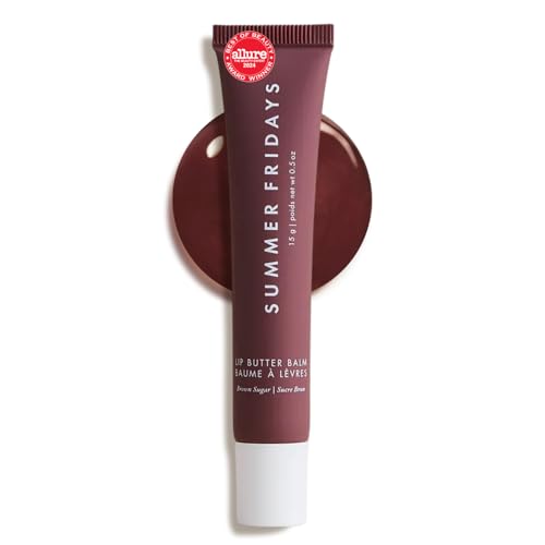 Image of Summer Fridays Lip Butter Balm - Moisturizing Lip Gloss for Instant Shine + Sheer Color - With Nourishing Shea Butter - Everyday Makeup + Skin Care Summer Essentials - Vegan - Brown Sugar (.5 Oz)